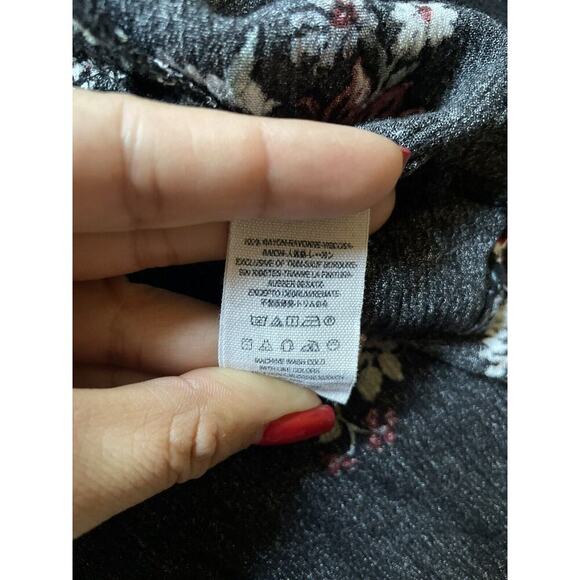 Free People Tunic Womens Size XS Black Floral Oversized Keyhole Rayon Mini Dress - Picture 5 of 9